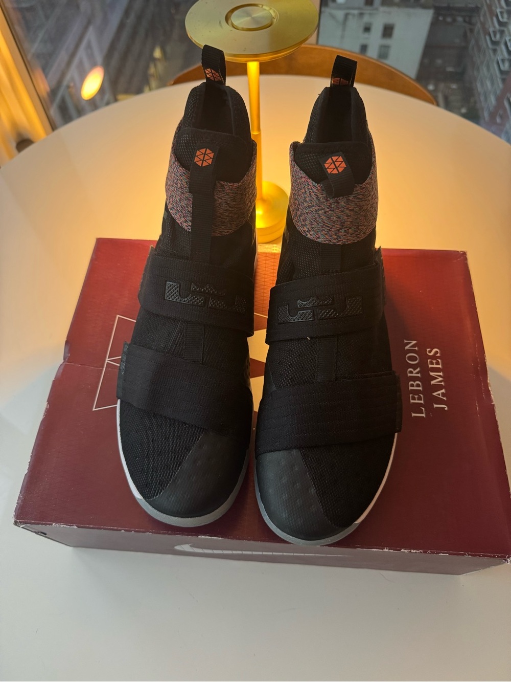 Nike Black High-Top Sneakers with Multicolor Knit Collar